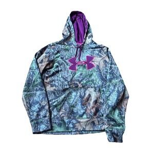 Under Armour Camo Hoodie Womens Large Loose Fit Realtree Pink Pullover